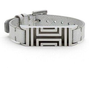 Tory Burch Silver Fitbit-Case Leather Bracelet